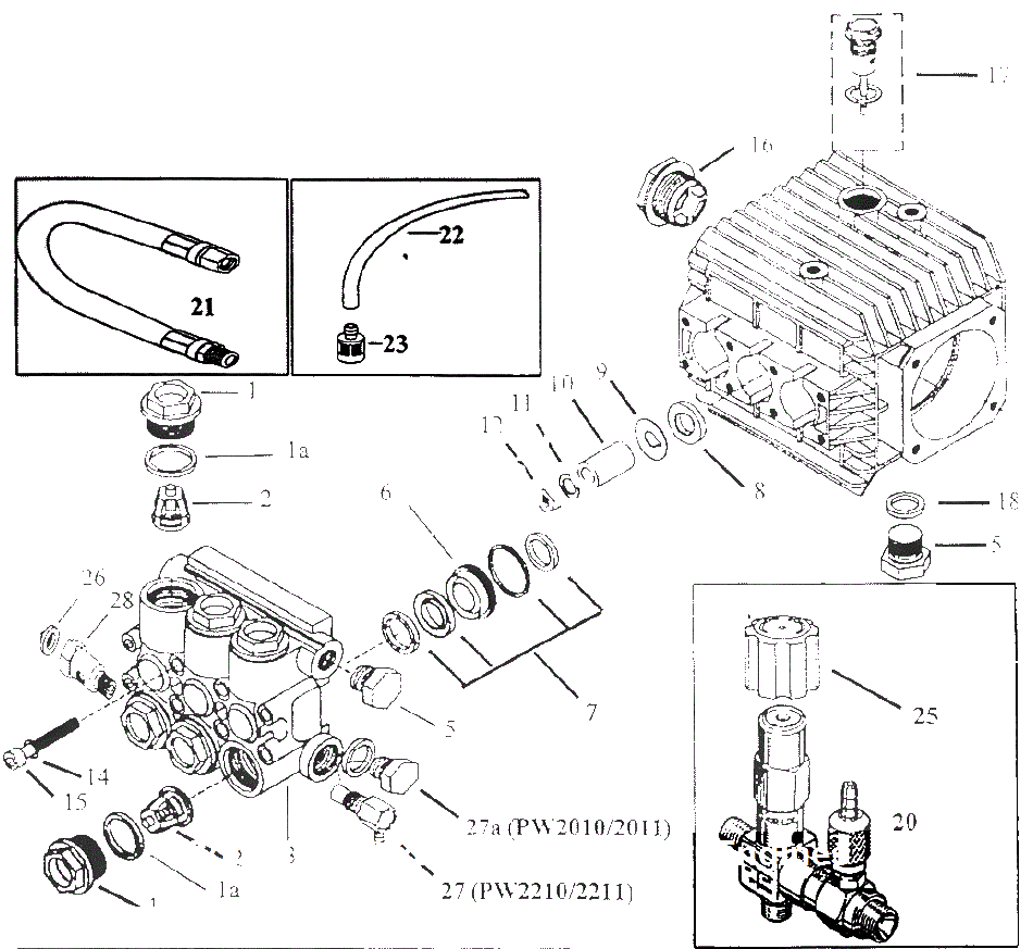 Pump Parts Diagram and Parts List for PW2011  Campbell Hausfeld Pressure Washer